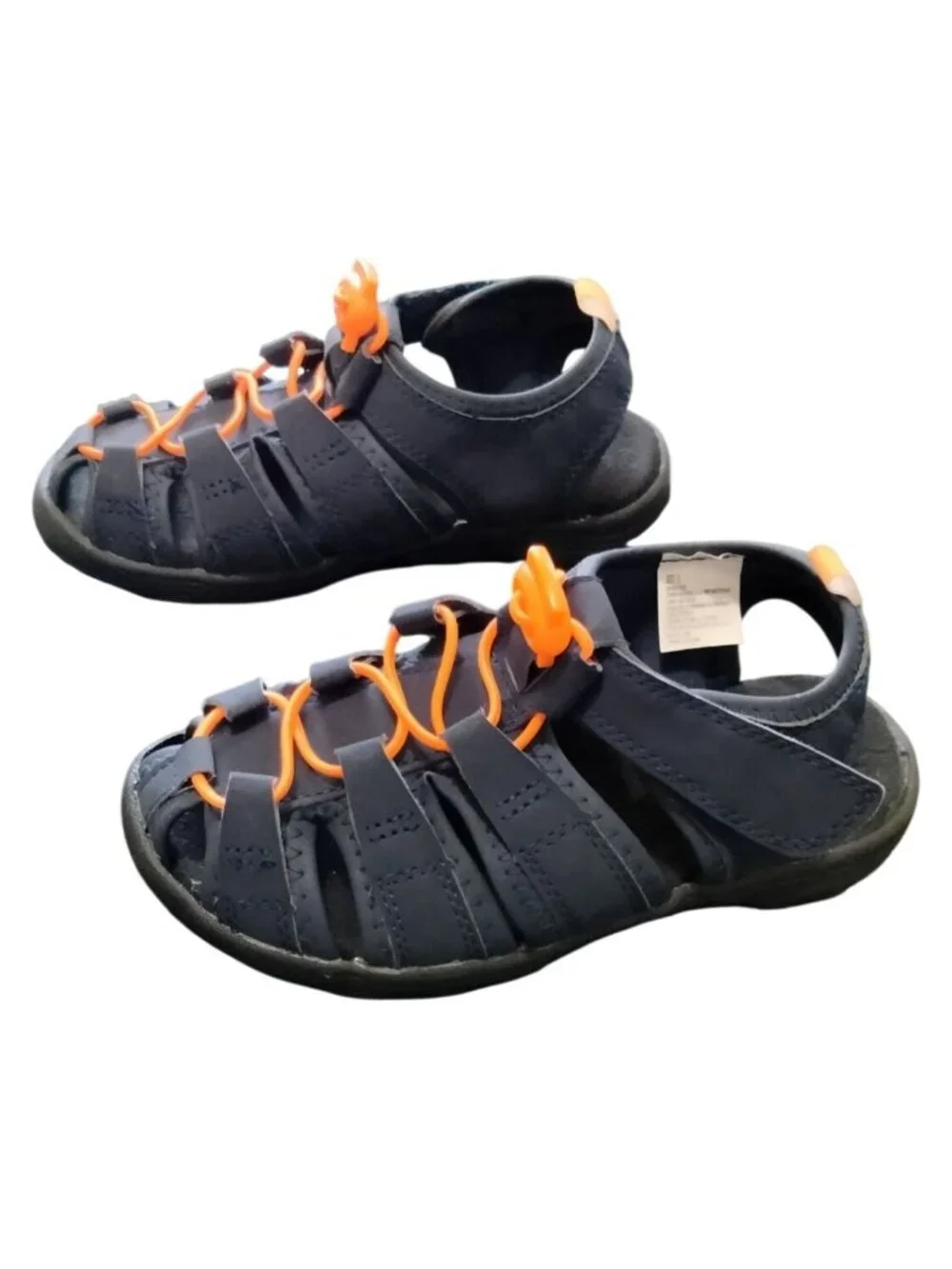 Gymboree Boys Toddler Size 12 Sandals Bungee Lace Navy Orange Adventure Style
